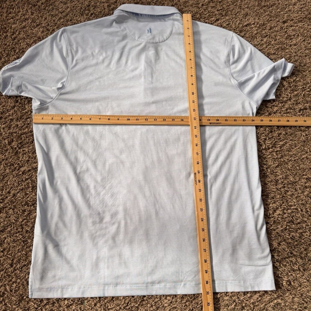 Johnnie-O Gulf Blue Striped Performance Jersey Polo Lyndonn Mens Size XL UPF 50 - Picture 7 of 8